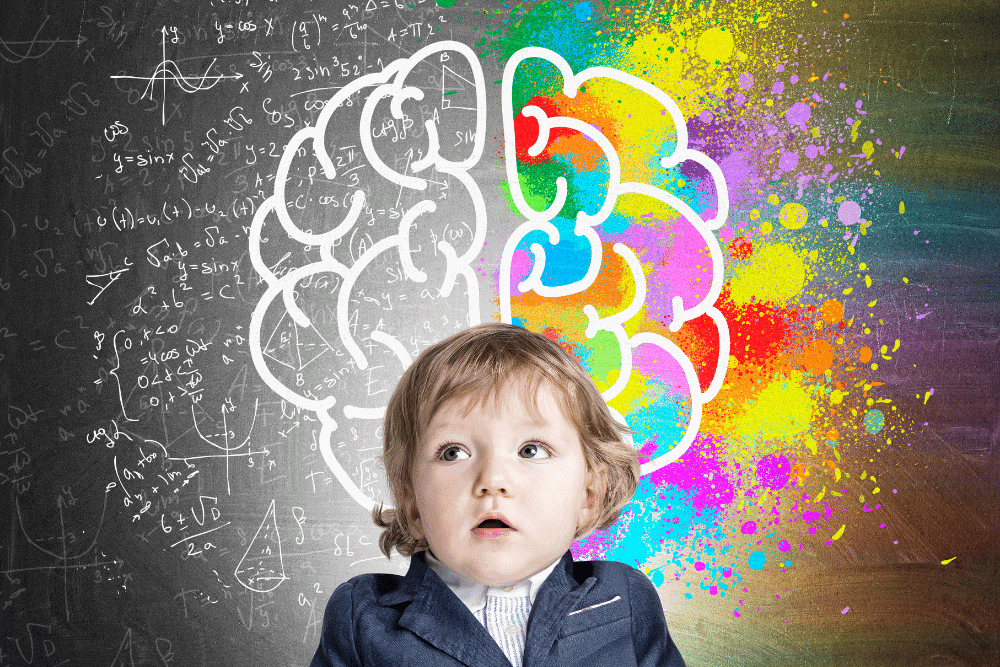 BDNF erhöhen Kind mit Gehirn im Hintergrund