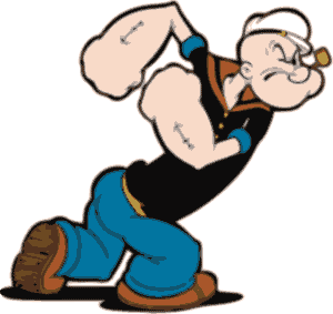 Cartoon-Figur Popeye in Kampfhaltung