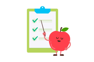 Apfel vor Checkliste
